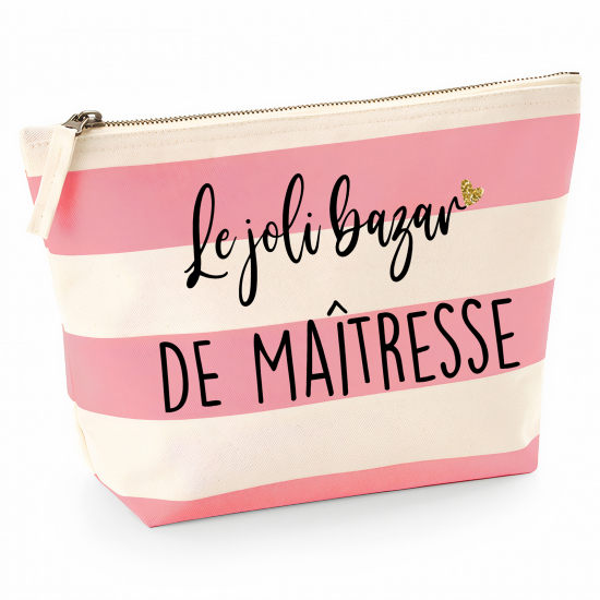 Pochette Nautical a rayures roses - Le joli bazar de maîtresse