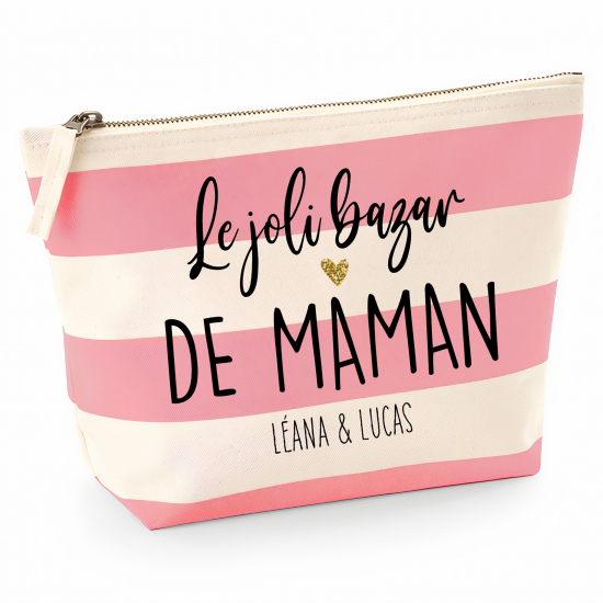 Pochette Nautical a rayures roses - Le joli bazar de maman