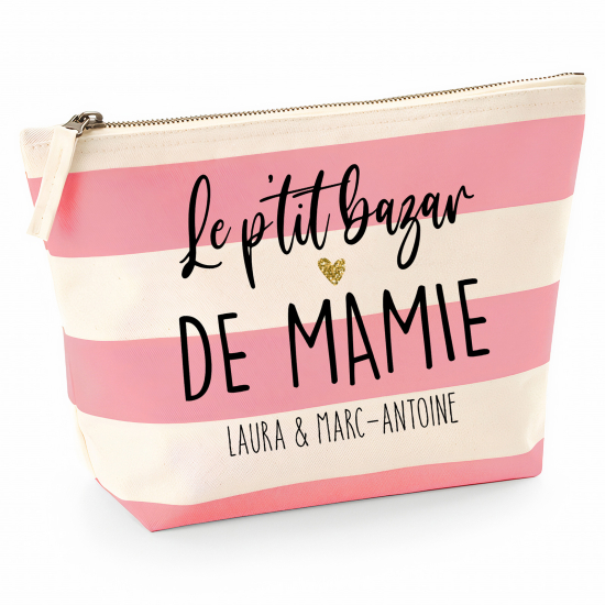 Pochette Nautical a rayures roses - Le p'tit bazar de mamie