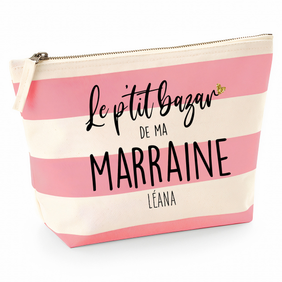 Pochette Nautical a rayures roses - Le ptit bazar de ma marraine