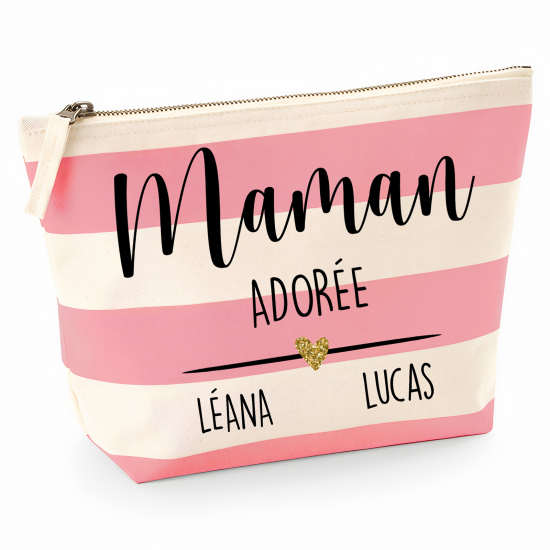 Pochette Nautical a rayures roses - Maman adorée