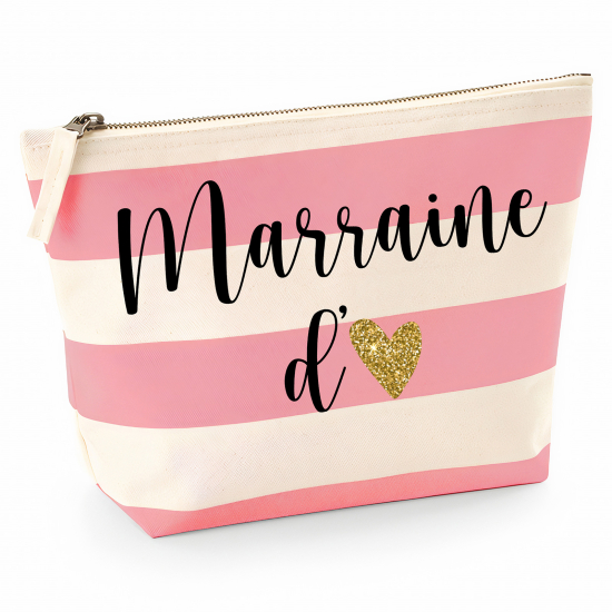 Pochette Nautical a rayures roses - Marraine d'amour