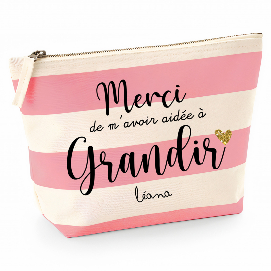 Pochette Nautical a rayures roses - Merci de m'avoir aidée à grandir