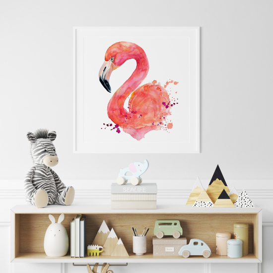 Poster / Affiche carrée Enfants - Flamant Rose