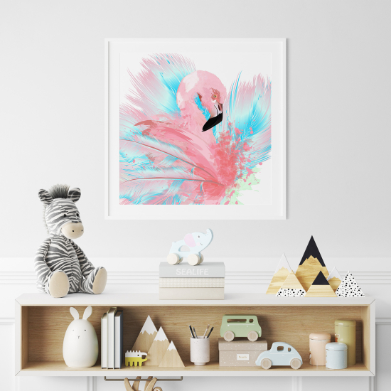 Poster / Affiche carrée Enfants - Flamant Rose