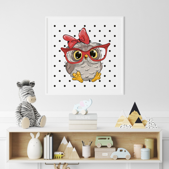 Poster / Affiche carrée Enfants - Hibou à lunettes