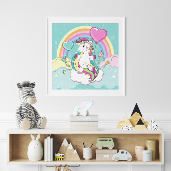 Poster / Affiche carrée Enfants - Licorne Coeur