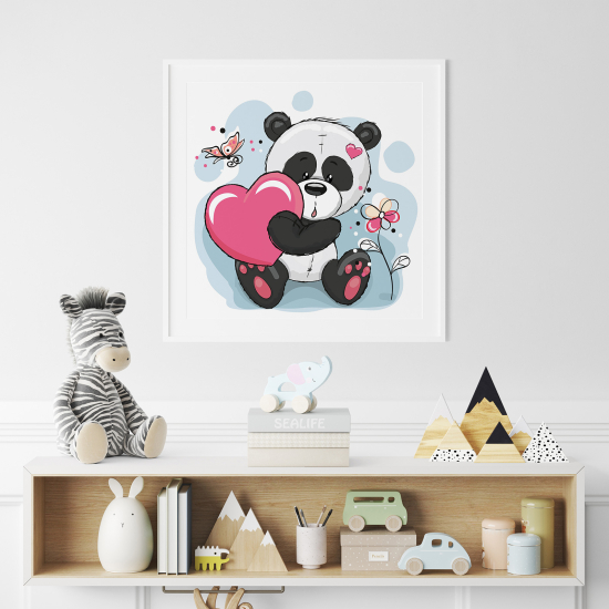 Poster / Affiche carrée Enfants - Panda coeur