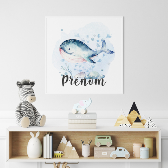 Poster / Affiche carrée enfants personnalisée - Baleine