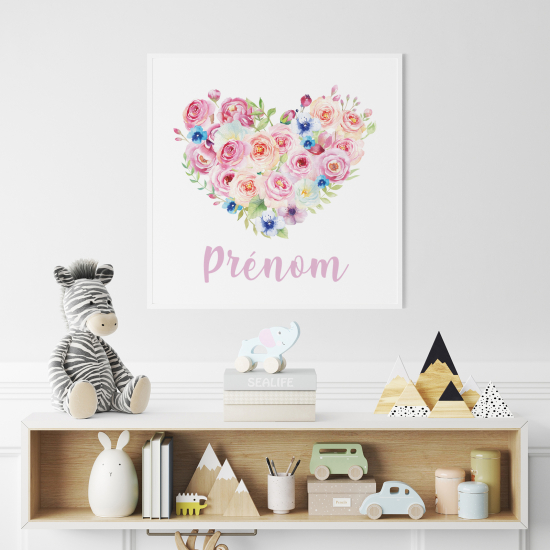 Poster / Affiche carrée enfants personnalisée - Bouquet en forme de Cœur