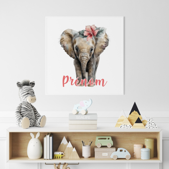 Poster / Affiche carrée enfants personnalisée - Éléphant