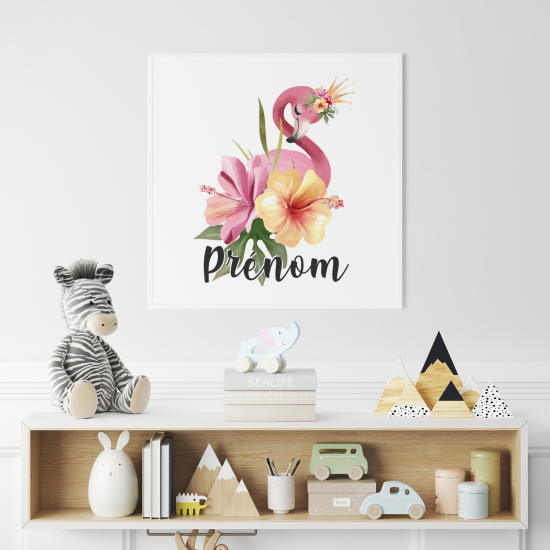 Poster / Affiche carrée enfants personnalisée - Flamant Rose