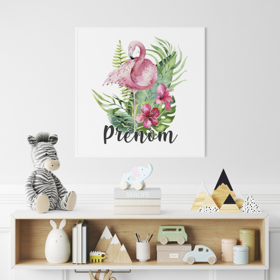 Poster / Affiche carrée enfants personnalisée - Flamant Rose