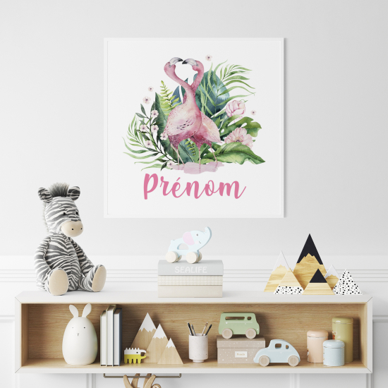 Poster / Affiche carrée enfants personnalisée - Flamants Roses