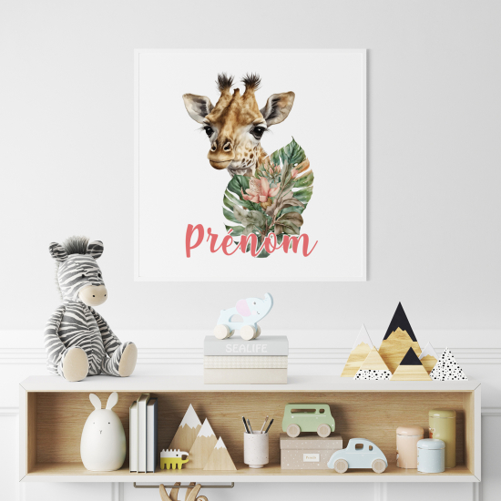 Poster / Affiche carrée enfants personnalisée - Girafe