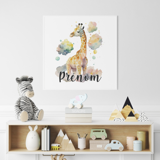 Poster / Affiche carrée enfants personnalisée - Girafe