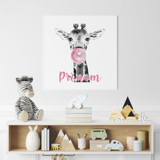 Poster / Affiche carrée enfants personnalisée - Girafe Bulle