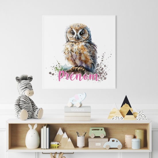 Poster / Affiche carrée enfants personnalisée - Hibou