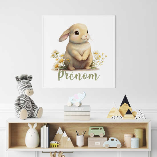 Poster / Affiche carrée enfants personnalisée -Lapin