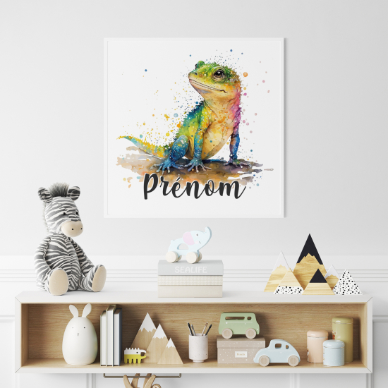 Poster / Affiche carrée enfants personnalisée - Lézard coloré