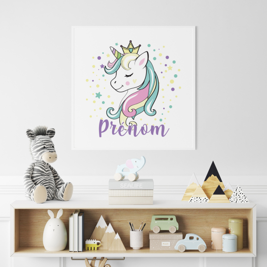 Poster / Affiche carrée enfants personnalisée - Licorne