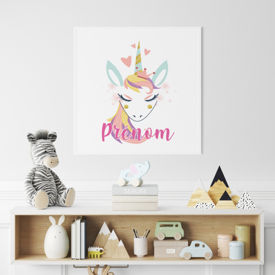 Poster / Affiche carrée enfants personnalisée - Licorne