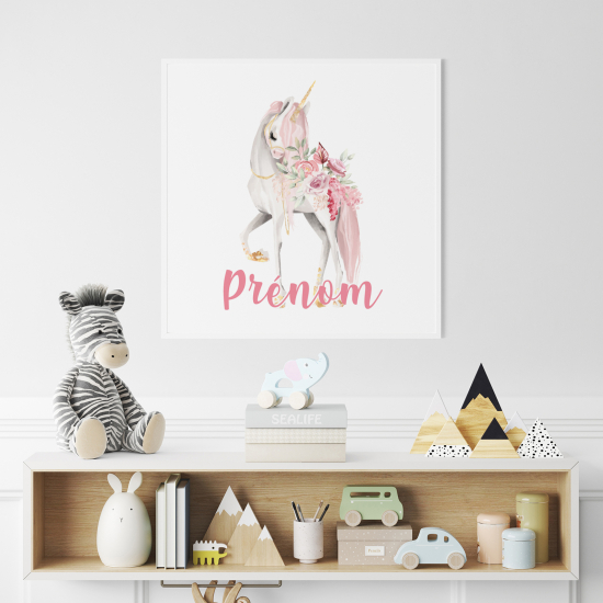 Poster / Affiche carrée enfants personnalisée - Licorne