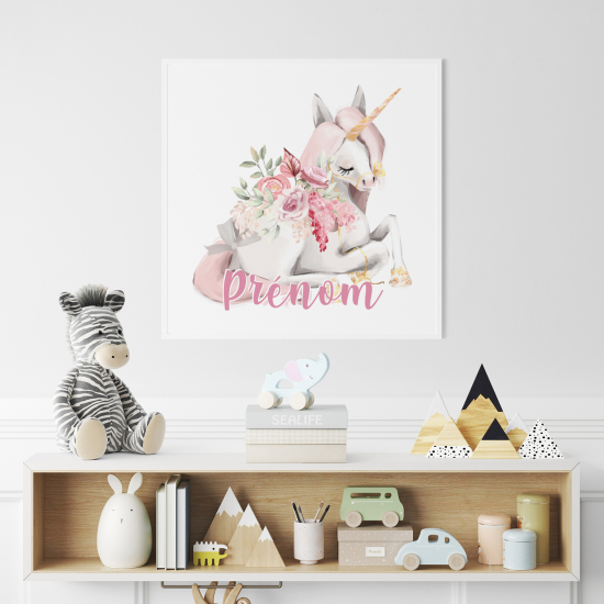 Poster / Affiche carrée enfants personnalisée - Licorne