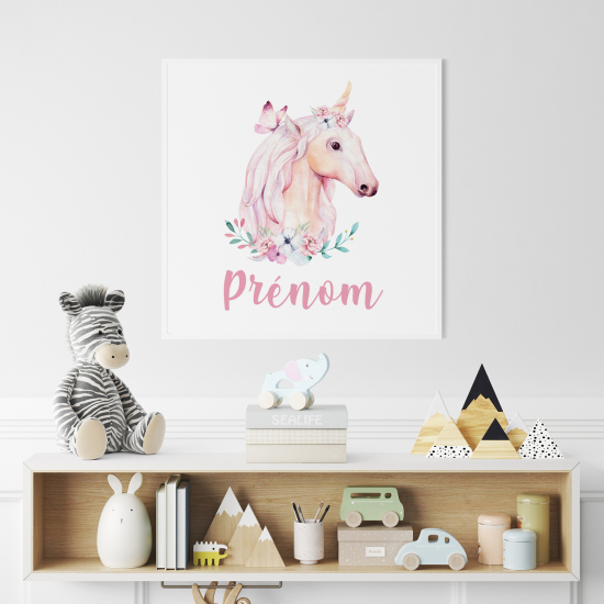 Poster / Affiche carrée enfants personnalisée - Licorne