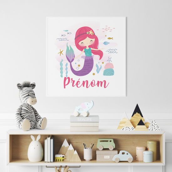 Poster / Affiche carrée enfants personnalisée - Sirène