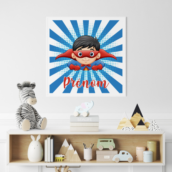 Poster / Affiche carrée enfants personnalisée - Super Héros