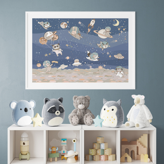 Poster / Affiche enfants - Animaux astronautes