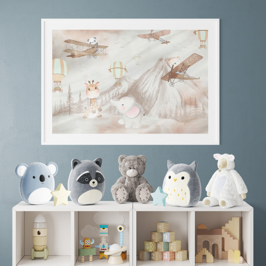 Poster / Affiche enfants - Avions et animaux