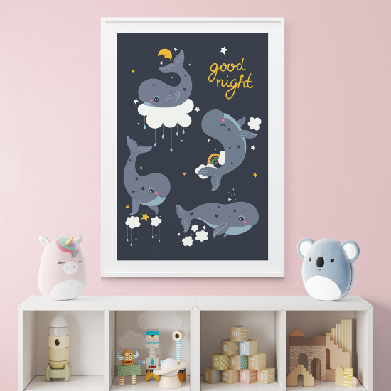 Poster / Affiche enfants - Baleines good night