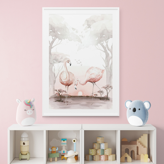 Poster / Affiche enfants - Flamants roses