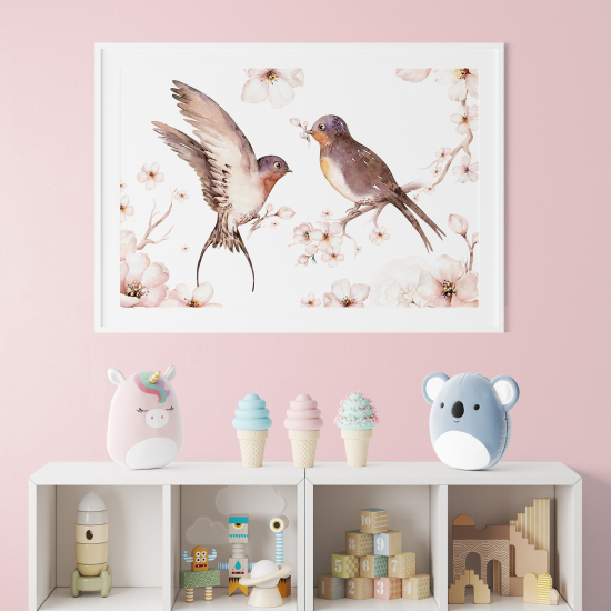 Poster / Affiche enfants - Oiseaux sur la branche