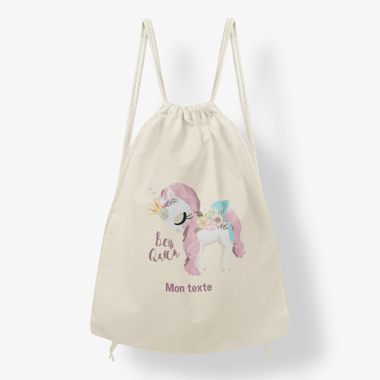 Sac à dos cordon -  Poney fleuri