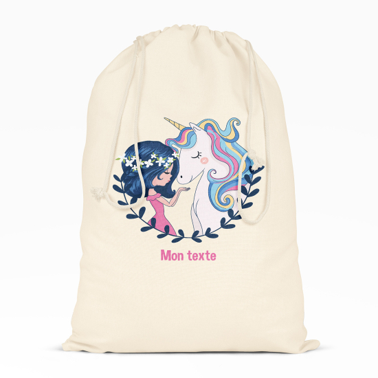 Sac à ficelles - Fille et licorne