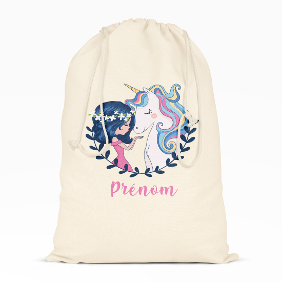 Sac à ficelles - Fille et licorne