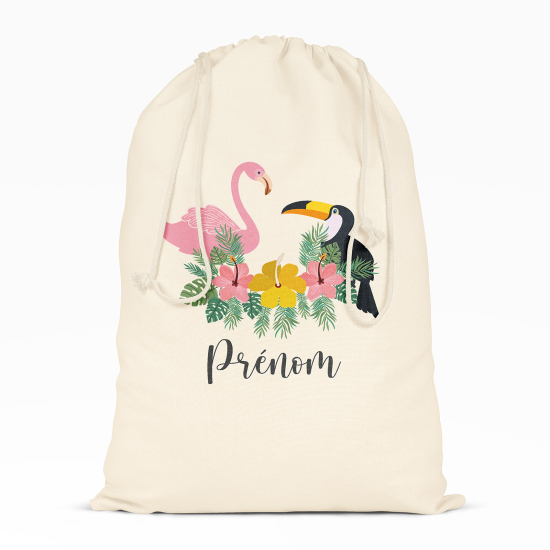 Sac à ficelles - Flamant rose et toucan