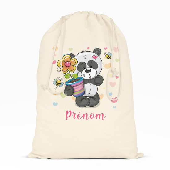 Sac à ficelles - Panda fleur