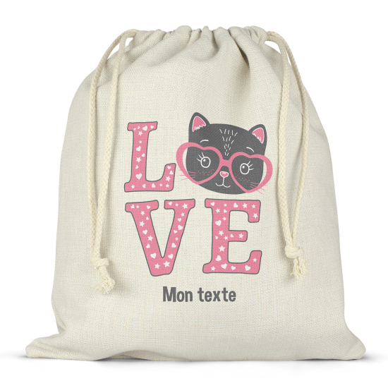 Sac à ficelles personnalisé - Chat love