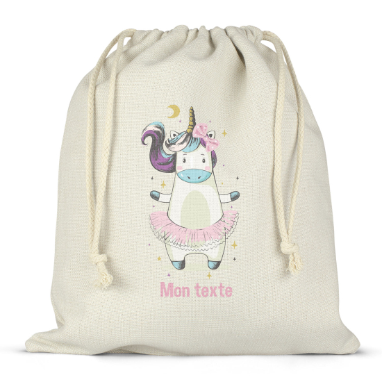 Sac à ficelles personnalisé - Danseuse licorne