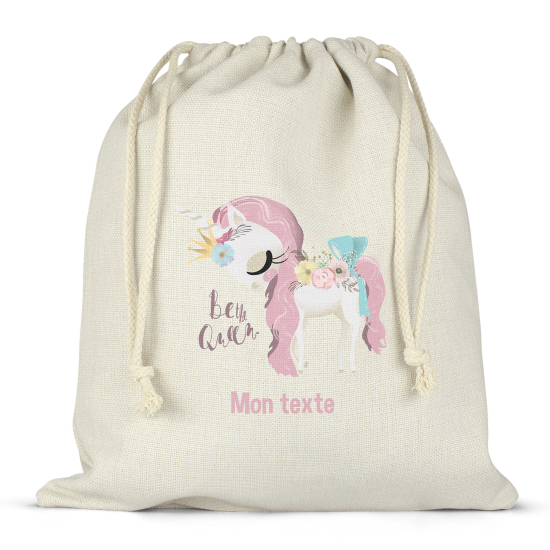 Sac à ficelles personnalisé - Licorne be the queen