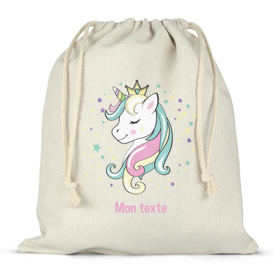 Sac à ficelles personnalisé - Princesse licorne