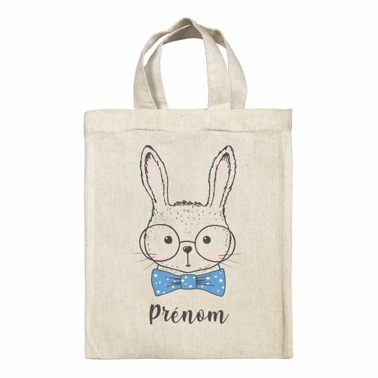 Sac tote bag de Pâques personnalisé - Lapin à lunettes