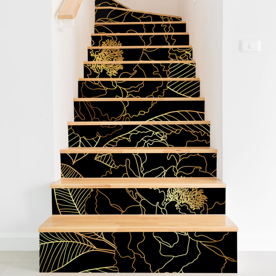 Stickers contremarches escalier - Feuilles