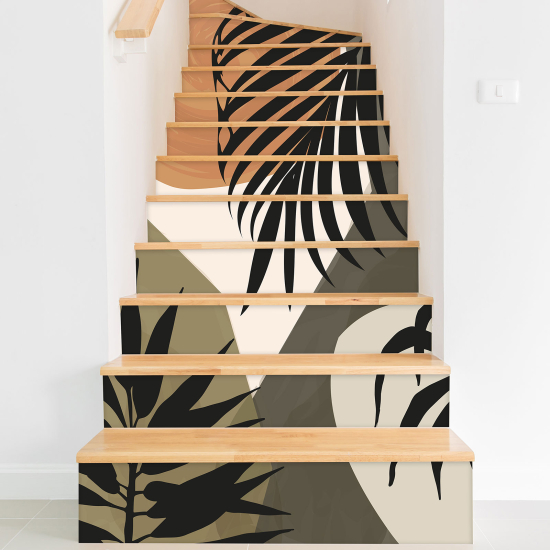 Stickers contremarches escalier - Feuilles tropicales