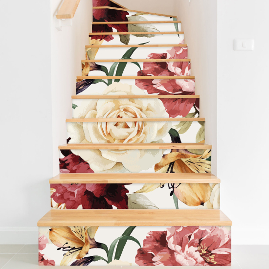 Stickers contremarches escalier - Fleurs 