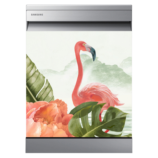 Stickers Lave vaisselle - Flamant rose